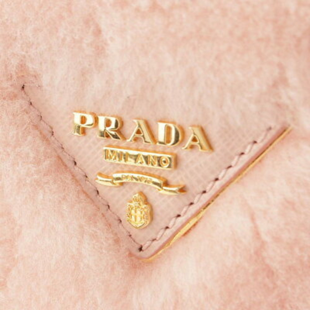 Prada Pannier Triangle Shearling Mini Handbag Pink - image 7